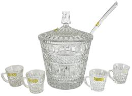 48  -  PONCHERA CON TAZAS DE CRISTAL DE BOHEMIA DEMEDIADOS DEL S.XX