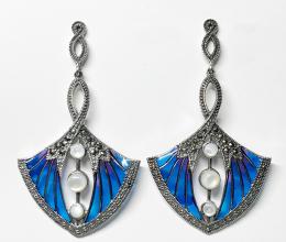 264  -  PENDIENTES LARGOS DE PLATA CON ESMALTES