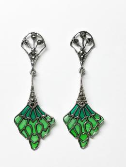 262  -  PENDIENTES LARGOS DE PLATA CON ESMALTES