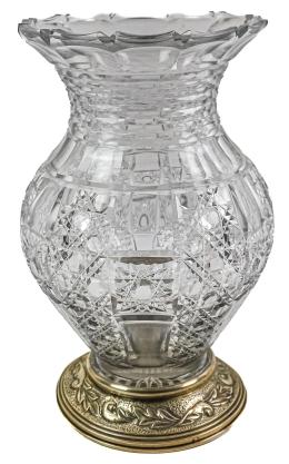 33  -  JARRÓN FLORERO DE CRISTAL Y PLATA