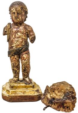 921  -  FIGURA DE NIÑO JESUS Y CABEZA DE ANGELOTE 