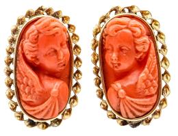 161  -  PENDIENTES CON CAMAFEOS ITALIANOS DEL S.XIX