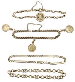 117  -  CUATRO PULSERAS DE ORO