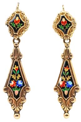 251  -  PENDIENTES LARGOS CON ESMALTES DEL S.XIX