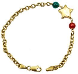 191  -  PULSERA CON ÁGATA CORNALINA Y CRISOPASA