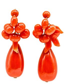 158  -  PENDIENTES CON CORAL DEL S.XIX