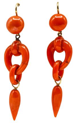 159  -  PENDIENTES CON CORAL DEL S.XIX