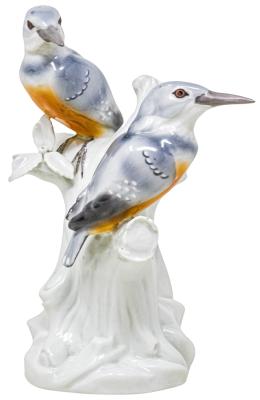 533  -  PAJAROS EN PORCELANA ALEMANA DE LOS AÑOS 40 