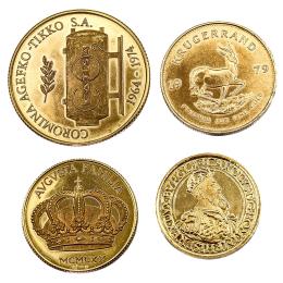 524  -  MONEDA KRUGERRAND Y TRES MONEDAS CONMEMORATIVAS