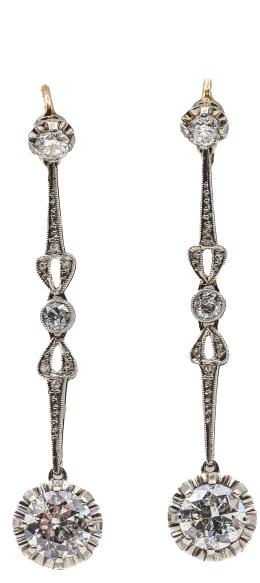 250  -  PENDIENTES LARGOS CON DIAMANTES DE PPS. DEL S.XX