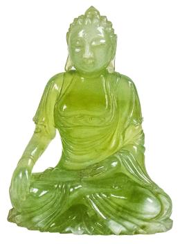 546  -  FIGURA ORIENTAL DE JADE VERDE DE MEDIADOS DE SIGLO XX