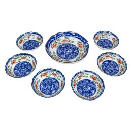 854  -  CONJUNTO DE BOLES DE MACEDONIA DE PORCELANA JAPONESA