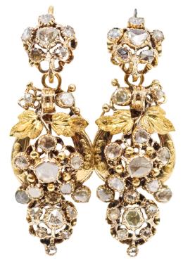 208  -  PENDIENTES CON DIAMANTES ISABELINOS, DEL S.XIX