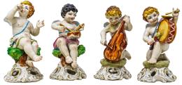 860  -  CUATRO ANGELITOS MÚSICOS PORCELANA CENTROEUROPEA