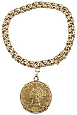 253  -  PULSERA CON MONEDA AÑOS 60