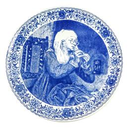 641  -  PLATO EN PORCELANA HOLANDESA  DE MEDIADOS DE S. XX