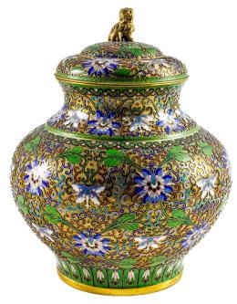 584  -  TIBOR ORIENTAL CLOISONNÉ DE MEDIADOS DEL S.XX