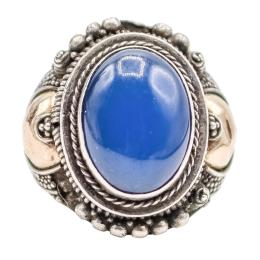 83  -  ANILLO CON CALCEDONIA AZUL