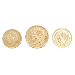 403  -  TRES MONEDAS DE MEXICO EN ORO