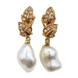 123  -  PENDIENTES CON PERLAS Y BRILLANTES