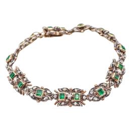 159  -  PULSERA DE DIAMANTES Y ESMERALDAS, AÑOS 50