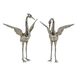 762  -  PAREJA DE AVES DECORATIVAS EN PLATA DE MEDIADOS DE S. XX