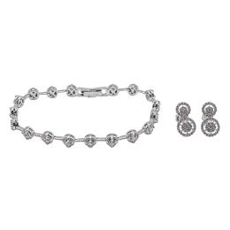 171  -  PULSERA Y PENDIENTES DE PLATA CON CIRCONITAS