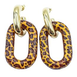 128  -  PENDIENTES DE PLATA CON ESMALTE ANIMAL PRINT