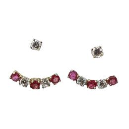 133  -  PENDIENTES DESMONTABLES CON BRILLANTES Y TURMALINAS ROSAS