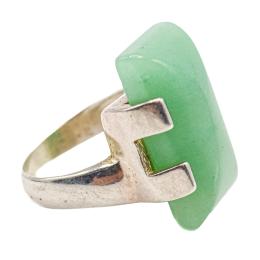 64  -  ANILLO DE PLATA CON AVENTURINA VERDE