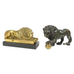 813  -  DOS FIGURAS DE LEONES EN BRONCE SIGLO XIX