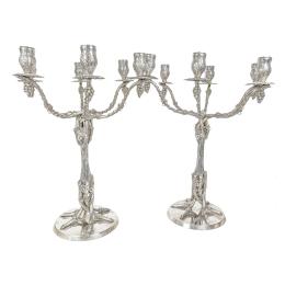 118  -  PAREJA DE GRANDES CANDELABROS EN PLATA DE LOS AÑOS 80