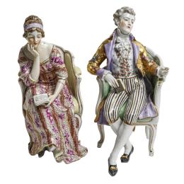 493  -  PAREJA DE FIGURAS DE DRESDEN, PPS. DEL. S.XX