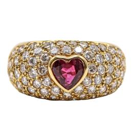 11  -  ANILLO BOMBÉ CON RUBÍ CORAZÓN Y BRILLANTES