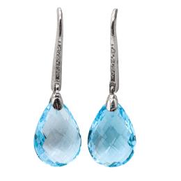 78  -  PENDIENTES LARGOS CON TOPACIO AZUL Y BRILLANTES