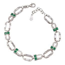 86  -  PULSERA CON CIRCONITAS Y CUARZOS VERDES