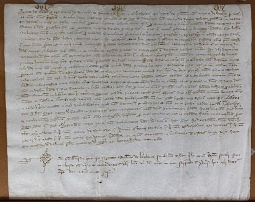 CUATRO MANUSCRITOS ENMARCADOS  DEL S. XV