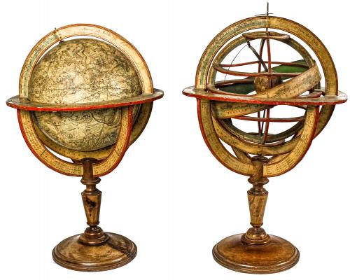 GLOBO CELESTE Y ESFERA ARMILLAR. ANTONIO MONFORT CIRCA 1830