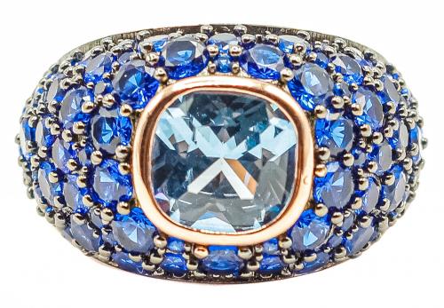 ANILLO BOMBÉ CON CIRCONITAS AZULES