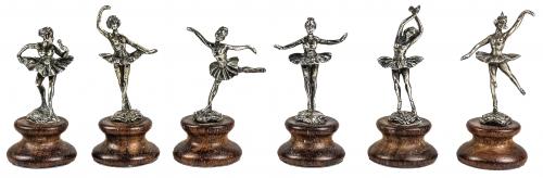 SEIS FIGURITAS DE BAILARINAS EN PLATA