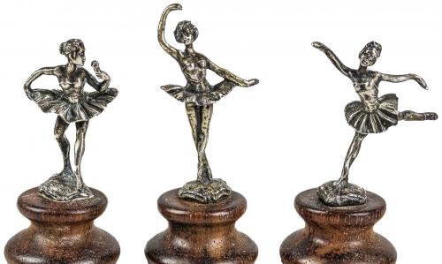 SEIS FIGURITAS DE BAILARINAS EN PLATA