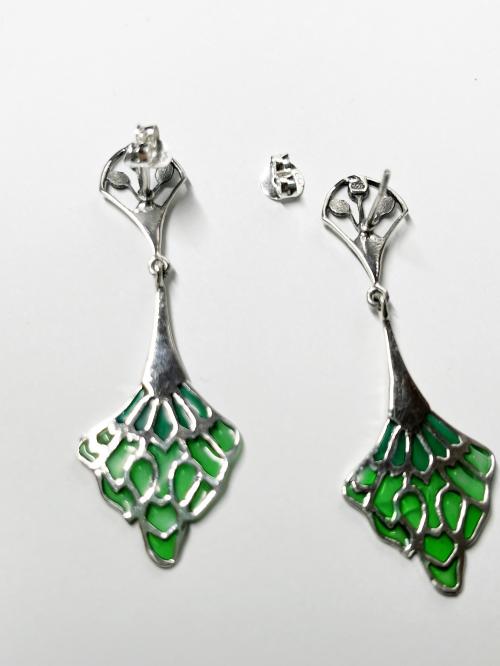 PENDIENTES LARGOS DE PLATA CON ESMALTES