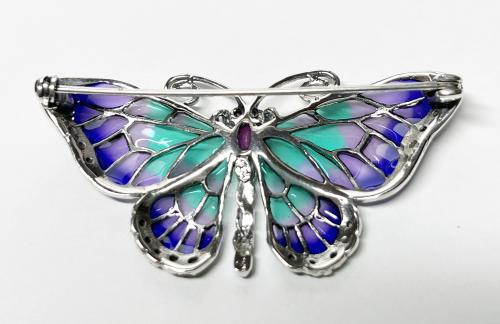 BROCHE MARIPOSA DE PLATA CON ESMALTES