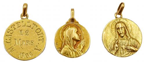 TRES MEDALLAS DEVOCIONALES DE PPS. DEL S.XX