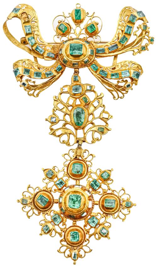 BROCHE DE PECTORAL CON ESMERALDAS DEL S.XVIII-XIX