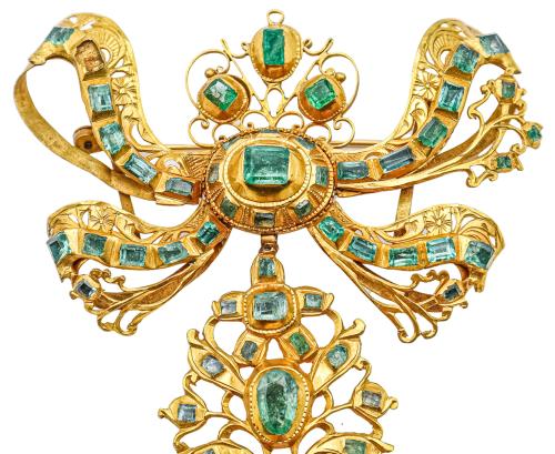 BROCHE DE PECTORAL CON ESMERALDAS DEL S.XVIII-XIX