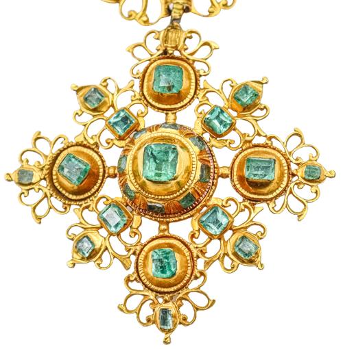 BROCHE DE PECTORAL CON ESMERALDAS DEL S.XVIII-XIX