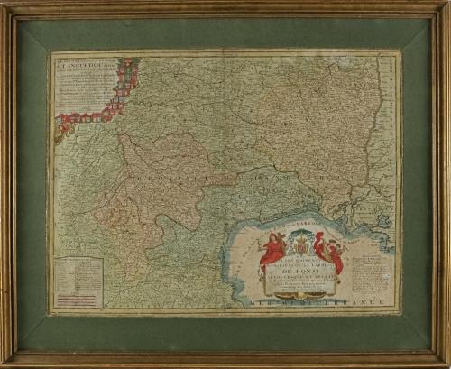 MAPA (FRANCIA), CIRCA 1740 COLOREADO