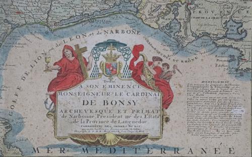 MAPA (FRANCIA), CIRCA 1740 COLOREADO