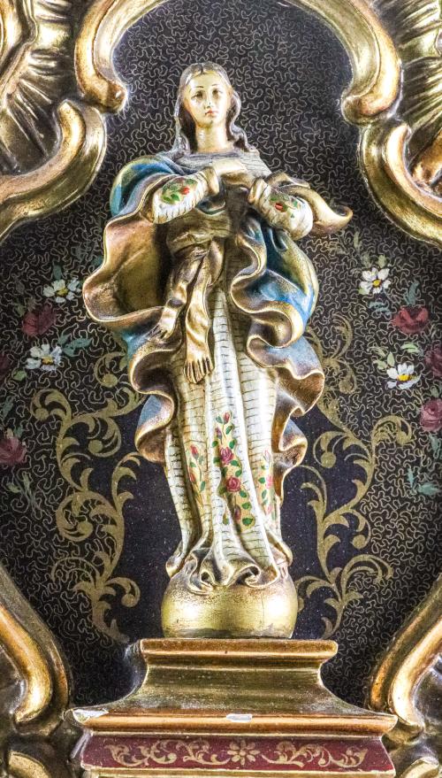 IMAGEN VIRGEN CON HORNACINA  DE LOS AÑOS 60